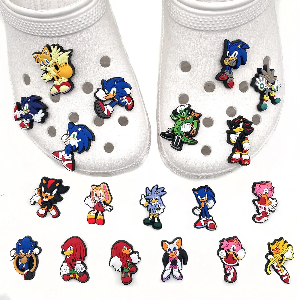Model Kit Sonic - 20 Stück/Set Spiel-Cartoon-Igel Schuhschmuck, Schuhblumen, Sonic