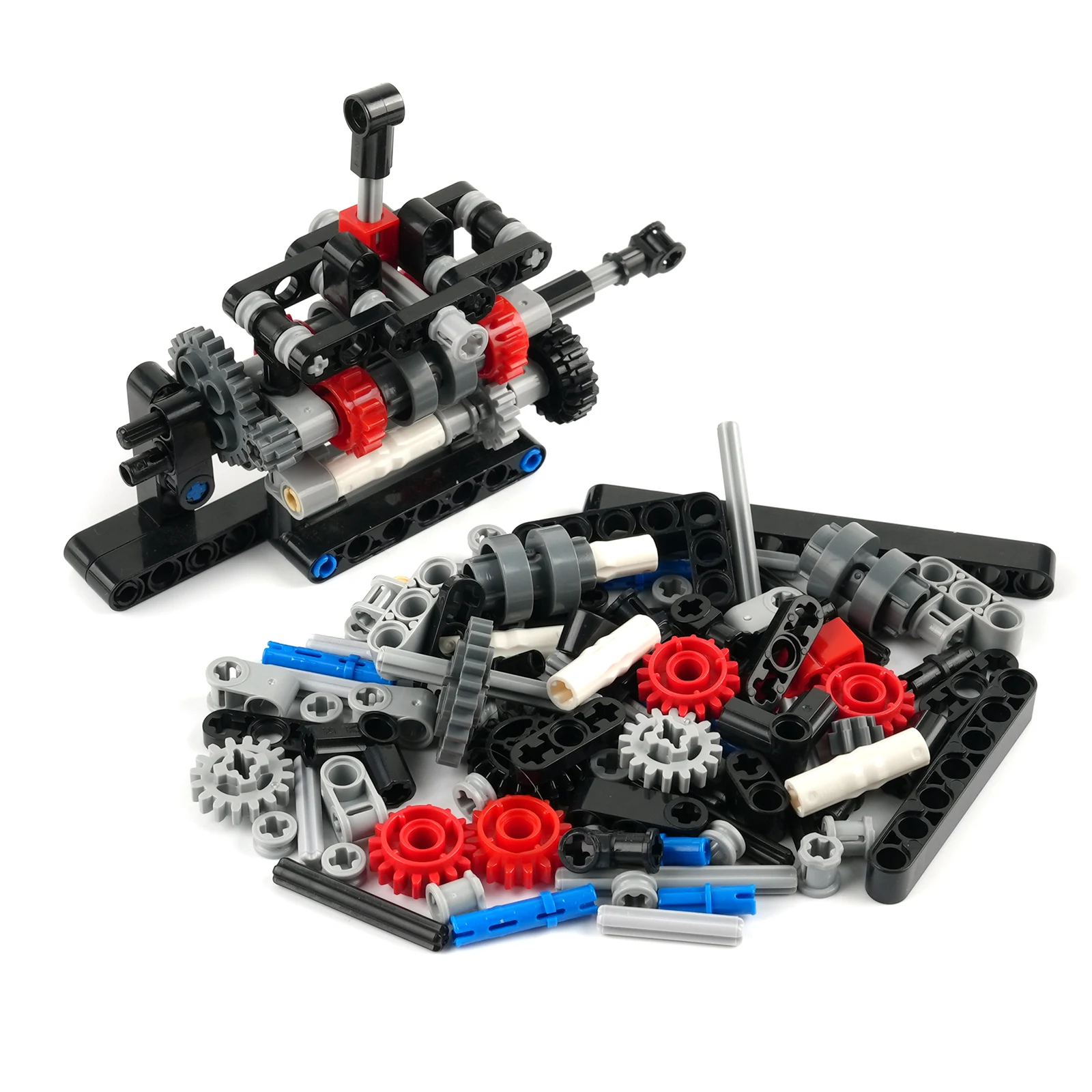 Model Kit Chemistry - 4-Gang-Schaltgetriebe-Bausteine-Set, DIY-Technik-Modell mit Differentialgetriebe, kleine Partikel,