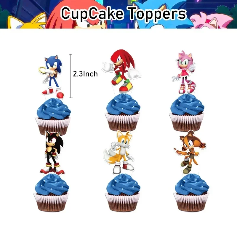 Model Kit Sonic - Sonic-Themen-Geburtstagsparty-Dekorationsset mit Bannern, Tortendekorationen, Ballons, spiralförmigen